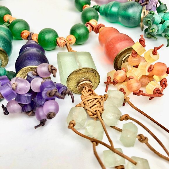 Chunky Multicolor Artisan Sea-Glass Necklace - Picture 6 of 10